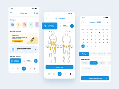 Vaccination Appointment App analysis anatomy animation appointment branding chart covid dashboard gadgets health human illustration injection medical motion graphics organ ux vaccination