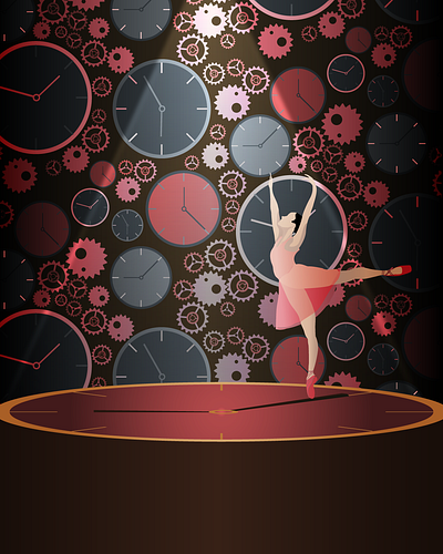 Clockwork Ballerina design illustration minimal