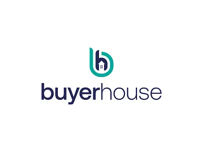 Buyerhouse b bh buyer h home house housing icon logo monogram negative space up