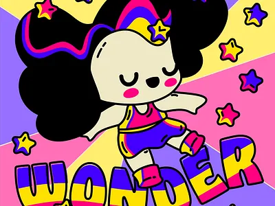 Wonder Girl adobe cute dc comics design flat fun girl girl power graphic design illustration ipad kawaii vector vector art wonderwoman
