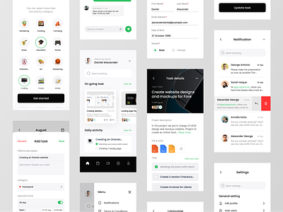 Taskku ~ Productivity Mobile App (UI KIT) 📝 app design clean flutter app ios mobile app planner productivity productivity app project management task task app task manager team to do to do app ui user interface ux