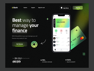 Fintech website: landing page bank finance fintech home home page landing landing page landingpage product designer ui ux visual design web web page webpage website website design