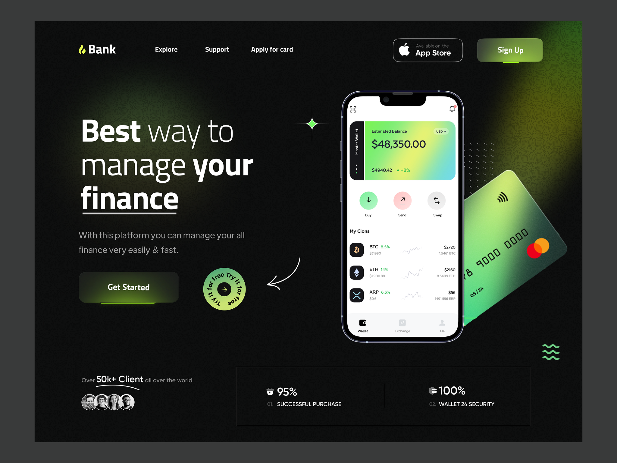 Fintech website: landing page by Madhu Mia for Onixlab on Dribbble