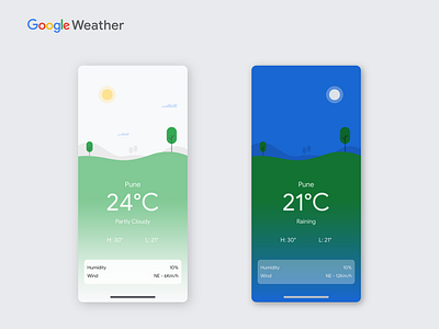 Google weather app dailyui day google moon night sun uidesign visualdesign weather