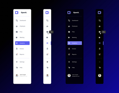 Openit — Dashboard sidebar color variations figma icon menu modern nav bar nav icones navigation side bar sidebar sidebar navigation simple