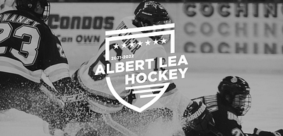 ALBERT LEA HOCKEY ASSOCIATION LOGO apparel design branding design hockey hockey logo hockey puck hockey stick illustration logo logo design logodesign