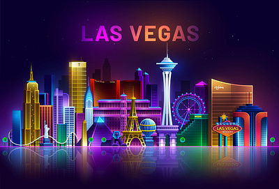 Las Vegas Nevada cityscape panorama america american building casino center central city cityscape game background game ui hotel landmark las vegas nevada panorama poker resort skyline slots travel