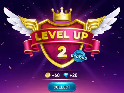 Level Up award button casino coin collect design diamond gamble gambling game game ui gold golden coin illustration level level up logo reward slot game ui