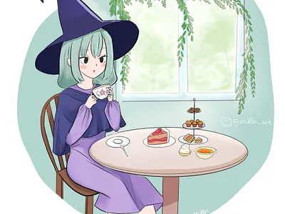 Witch Teatime anime art digital art illustration inktober tea teatime witch witchtober