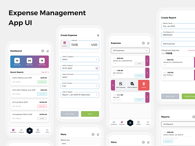 Expense Management App adobe xd app branding design designer portfolio expense management app graphic design landing page design mobile app ui mockup design ui ui design ux