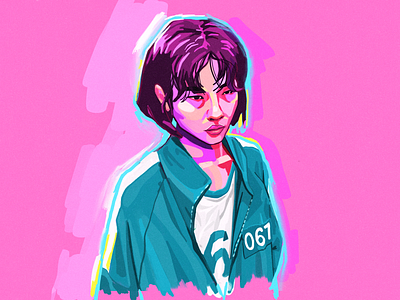 Sae-Byeok - Squid Game Digital Illustration digital illustration hoyeon jung illustration netflix pop art portrait art sae byeok squid game squidgame