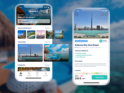 TRAVELY TRAVEL APP - UX DESIGN app hotel app ios travel travel app travel club ui ux