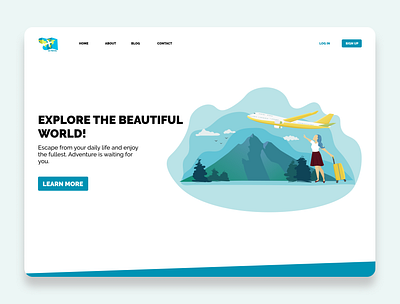 Landing Page daily ui 003 dailyui design figma hero design illustration landing page travel travel time travel website traveler traveling traveling landing page ui ui design uiux vacation web design website design website lamding page