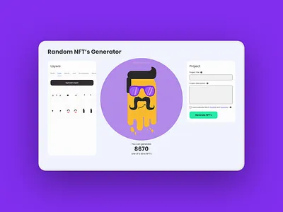 Random NFT's Generator app app ui art blockchain concept crypto design generator illustration nft random ui web