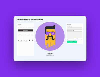 Random NFT's Generator app app ui art blockchain concept crypto design generator illustration nft random ui web