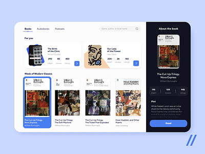 Online Library App animation app audiobook book store books design listening mvp online platform podcast purrweb react native reading startup ui ux web web app website