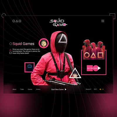 Squid Game Website Design (Free) 3d adobe xd animation branding design figma free free download graphic design squid game website design ui ui design ui kits uidesign uiux user experience user interface design userinterface web design website design