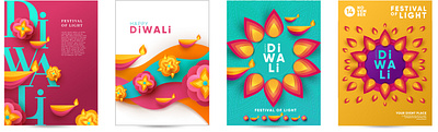 Happy Diwali Vector Posters a4 branding design happy diwali illustration logo posters vector vector posters