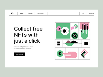 NFT platform. landing page. abstract blockchain de fi design digital design digital product landing page nft product page product website website design