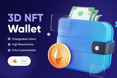 3D NFT Wallet Icon 3d 3d art 3d illustration app art blockchain concept crypto design ethereum graphic design icon icon design illustration illustrations logo nft nft file ui ux