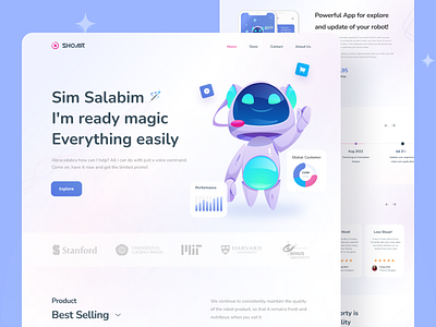 Landing Page Shoair - AI Robot Assistant Shop ai artificial intelligence assistance design futuristic landingpage modern popular robot shop simple smart home tren ui uidesign uiux user interface