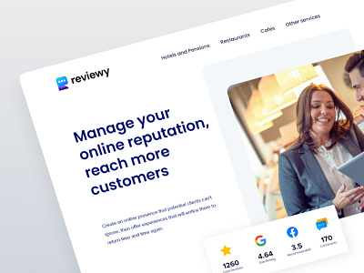 Reviewy - Landing Page design app branding clean design graphic design landing logo minimal review ui ux webdesign website