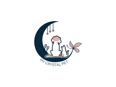 MY CRYSTAL PET LOGO + SIMPLE CRESCENT MOON art branding crescent moon crystal pet logo design graphic design graphic desiner icon illustration logo logo design ui ux vector