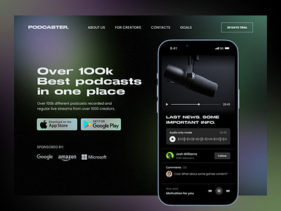 Website for App promotion. Podcaster. design follow podcats ui uiux webdesign website