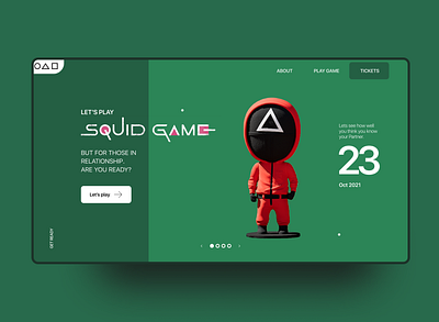 Squid game website UI designer inspiration landingpage ui ux website