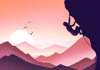 The Climber - Digital Illustation bouldering climber digital art extreme sport girl climbing landscape mountains nature rock climbing scenery sport