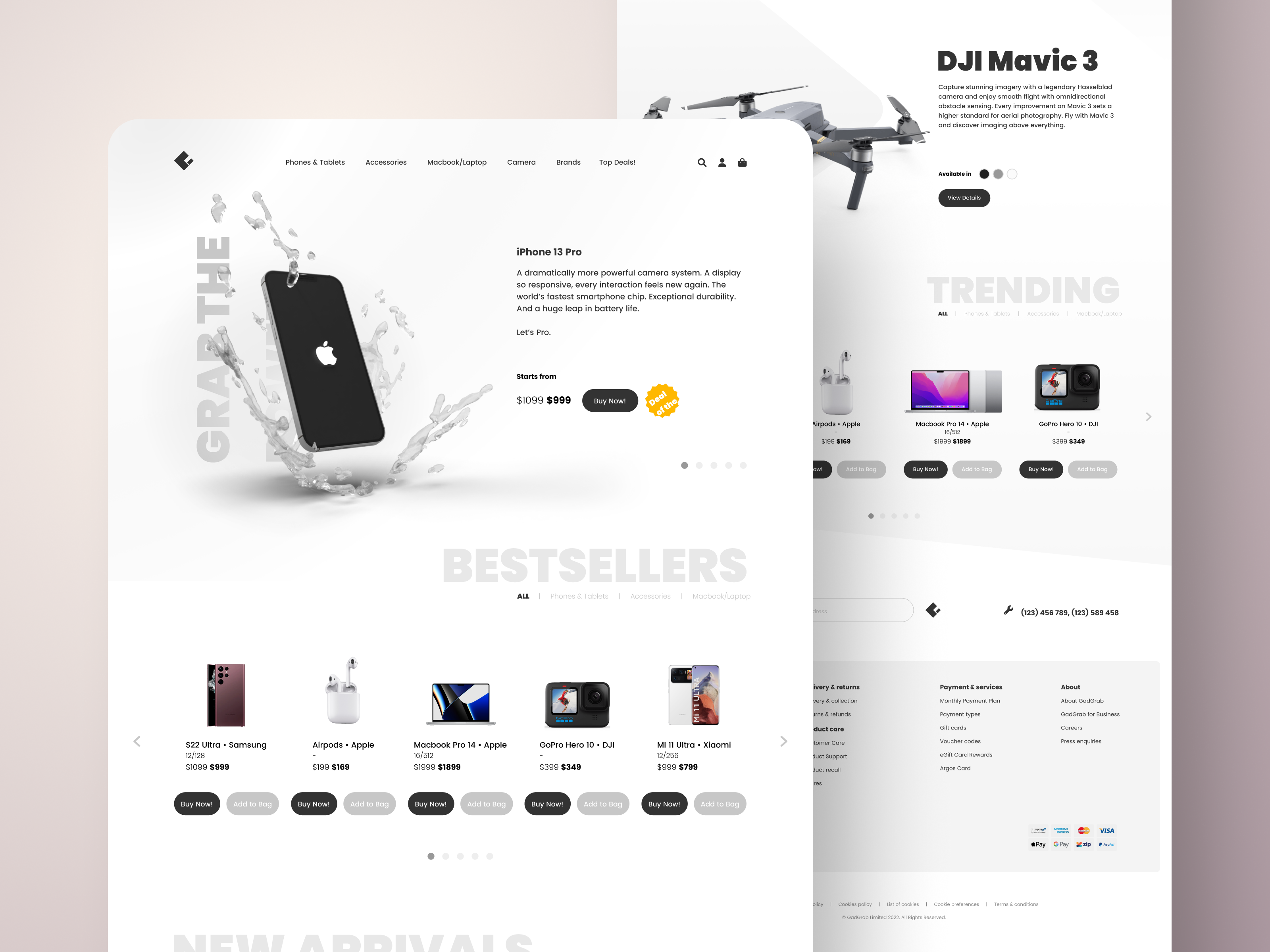 Gadget Store E-commerce Landing Page - GadGrab cart page design e commerce ecommerce ecommerce website home page ui landing page landing page ui design online shop online store shop shopping store app store landing store website ui uiux ux webpage ui website