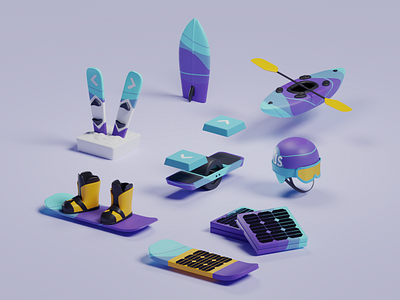 Kent C. website illustrations WIP #1 3d b3d blender colors doodles exploration icons illustrations isometric palette tech