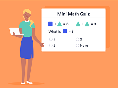 Online Quiz banner design blog post figma flat illustration jotform math online exam quiz teacher