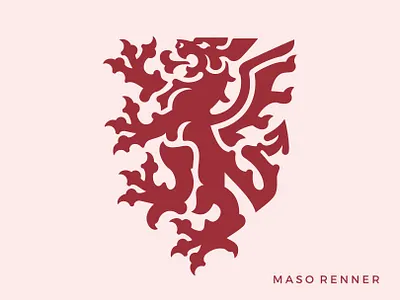 Maso Renner logo animal logo beast logo dragon dragon coat of arms dragon crest griffin heraldry medieval middle ages modern crest modern heraldry mythology logo ornamental logo red dragon shield vintage logo design