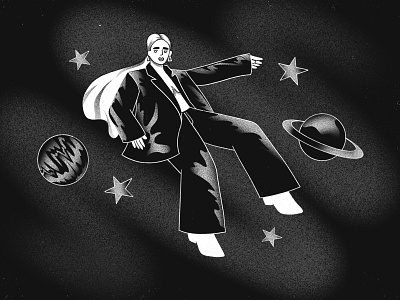 COSMIC SUIT blackwhite branding business character children design feminine flat illustration inktober procreate ui