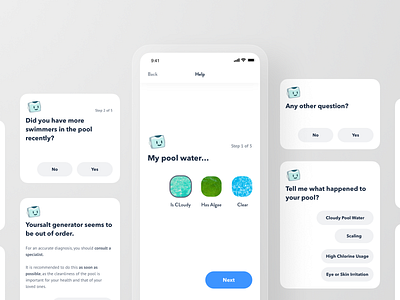 Smart Pool App - Water Quality App Blocks app house iot mobile onboarding pool product design rondesign save saving spa swim swimming