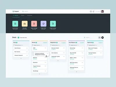 Kanban View asset management clean color deals deals management design enterprise ux kanban kanban view kanbanview minimal simple ux ux design