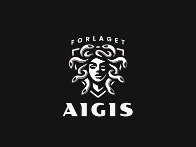 Forlaget Aigis gorgon logo medusa gorgon