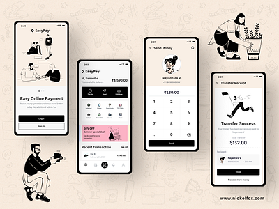 EasyPay: E-Wallet Digital Payment App app bank clean creative debit design digital expense fintech app gateway illustration mobile payment saas saving transfer ui ux visual identity wallet