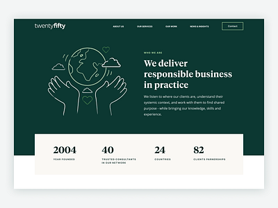 twentyfifty redesign green hand drawn icons illustration landing page ux