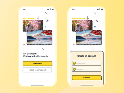 Modal Welcome UI app design playful ui yellow