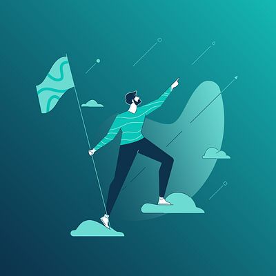 Data forward art direction branding character design flag illustration impact power step upwards vector