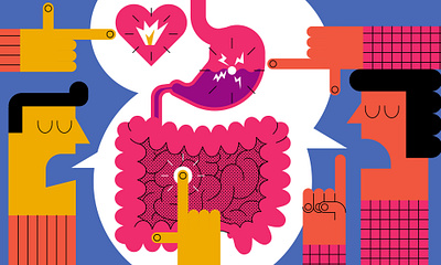 Gut Health character digital editorial folioart food health illustration john devolle science vector