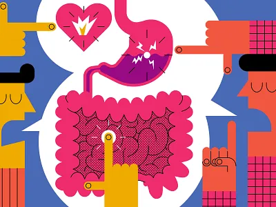 Gut Health character digital editorial folioart food health illustration john devolle science vector