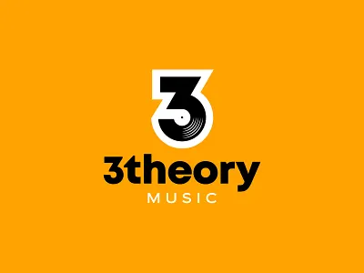 3 Theory Music branding identity logo mark music number 3 three record symbol theory three vinyl