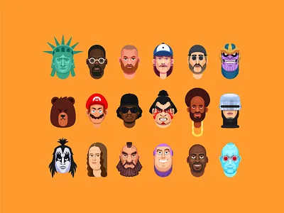 Vector faces illustrations 2d art character design faces flat flatdesign hero illustration illustrator vector