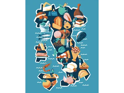 Eataly map daniele simonelli dsgn eataly food food map illustration italy italy map map texture vector