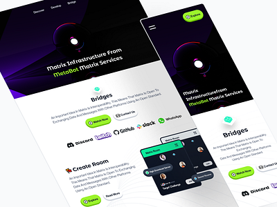 Matrix-based Application app bridge channel clean design discord illustration logo matrix messenger mobile robot room social media ui ux web app web design website