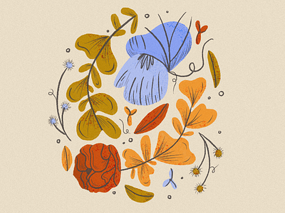 Farmer's Market Florals autumn blooms bouquet fall flowers illustration nature retro seasons texture