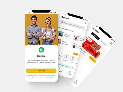 Homtoo app app application diy handiwork handyman mobile rent rental shop store tinkerer tool toolbox ui ux
